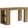 63" Long Kitchen Island, Counter Height Stationary Island Stand with Spacious Legroom