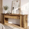 63" Low Console Table, Farmhouse Wooden Entryway Table Sofa Table for Living Room