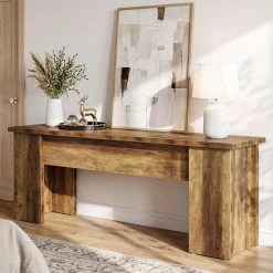 63" Low Console Table, Farmhouse Wooden Entryway Table Sofa Table for Living Room