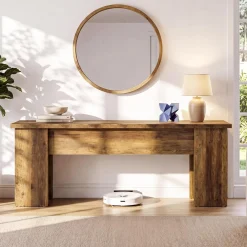 63" Low Console Table, Farmhouse Wooden Entryway Table Sofa Table for Living Room