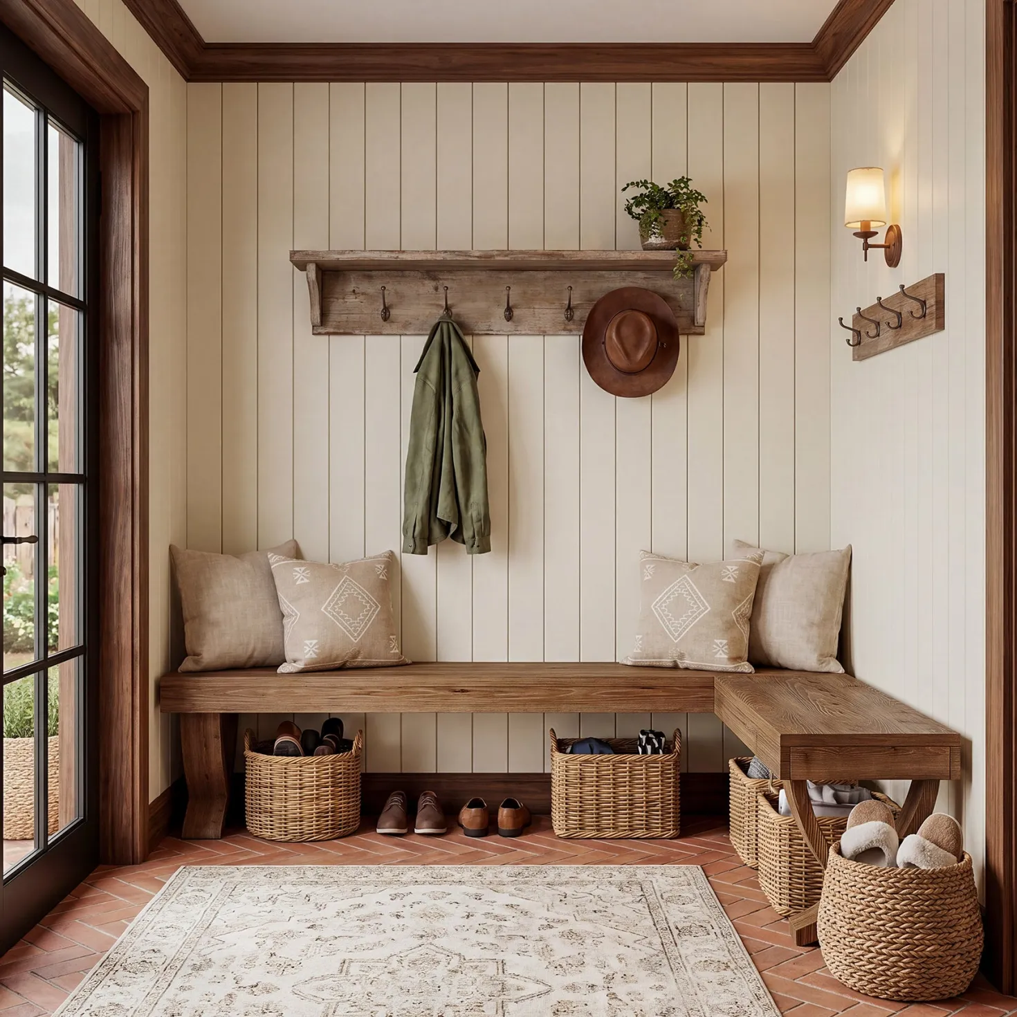 55" L-Shaped Corner Bench, Farmhouse Nook Dining Bench with X-Shaped Leg