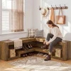 55“ L-Shaped Corner Bench, wooden Breakfast Nook Bench With Storage For Entryway