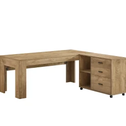 63" L-Shaped Desk, Executive Office Desk with Mobile Lateral File Cabinet