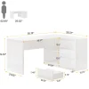 55" L-Shaped Desk with LED Lights, Executive Computer Desk with 3 Drawers