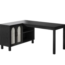59" L-Shaped Executive Desk, Computer Desk Home Office Desk With Storage Cabinet