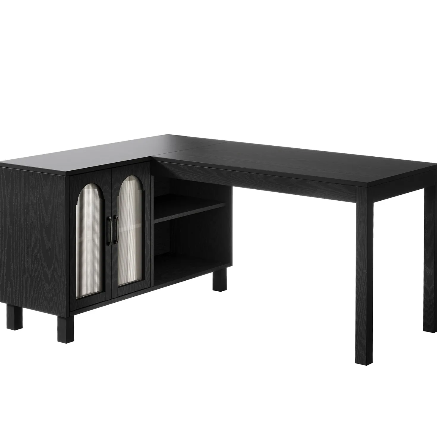 59" L-Shaped Executive Desk, Computer Desk Home Office Desk With Storage Cabinet