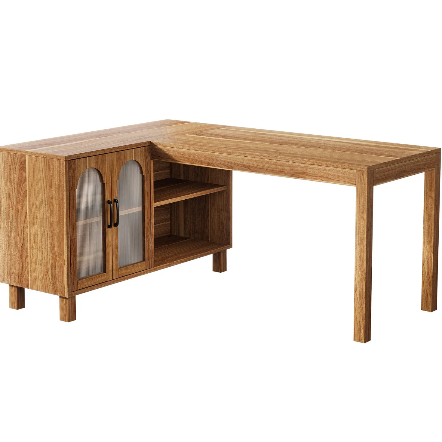 59" L-Shaped Executive Desk, Computer Desk Home Office Desk With Storage Cabinet