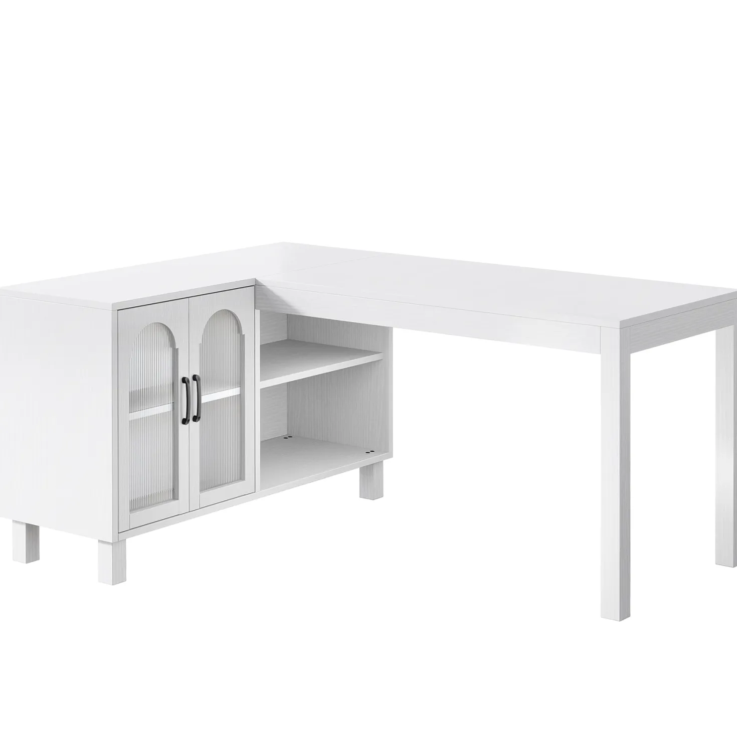 59" L-Shaped Executive Desk, Computer Desk Home Office Desk With Storage Cabinet