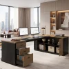 86.6" L-Shaped Executive Desk, Large Computer Desk with Drawers & 55" File Cabinet