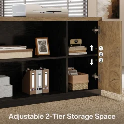86.6" L-Shaped Executive Desk, Large Computer Desk with Drawers & 55" File Cabinet