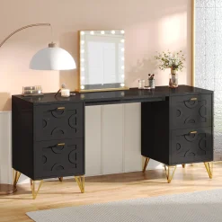 59" Makeup Vanity Desk, Modern Dressing Table with 4 Drawers (Without Mirror)