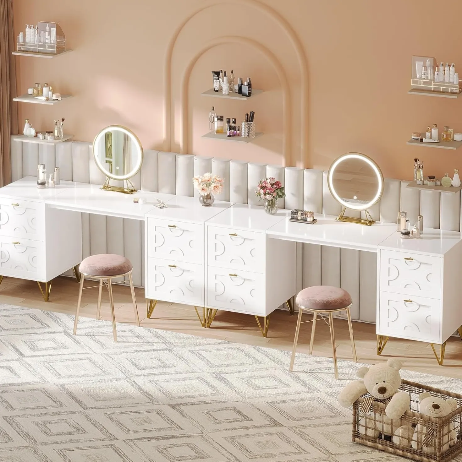 59" Makeup Vanity Desk, Modern Dressing Table with 4 Drawers (Without Mirror)