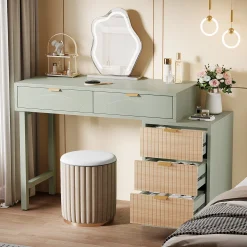 55" Makeup Vanity Table, Rustic Dressing Table Makeup Table