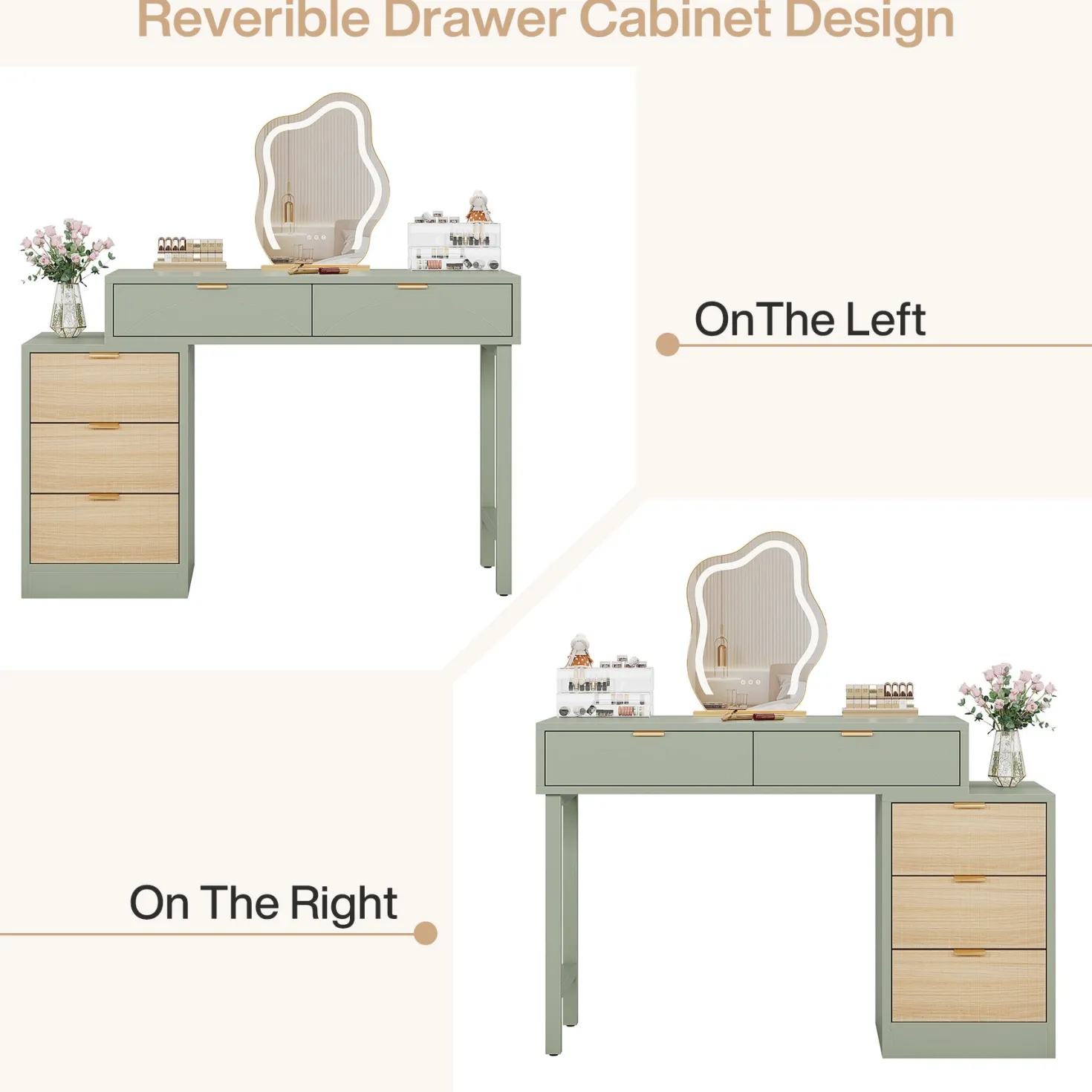 55" Makeup Vanity Table, Rustic Dressing Table Makeup Table