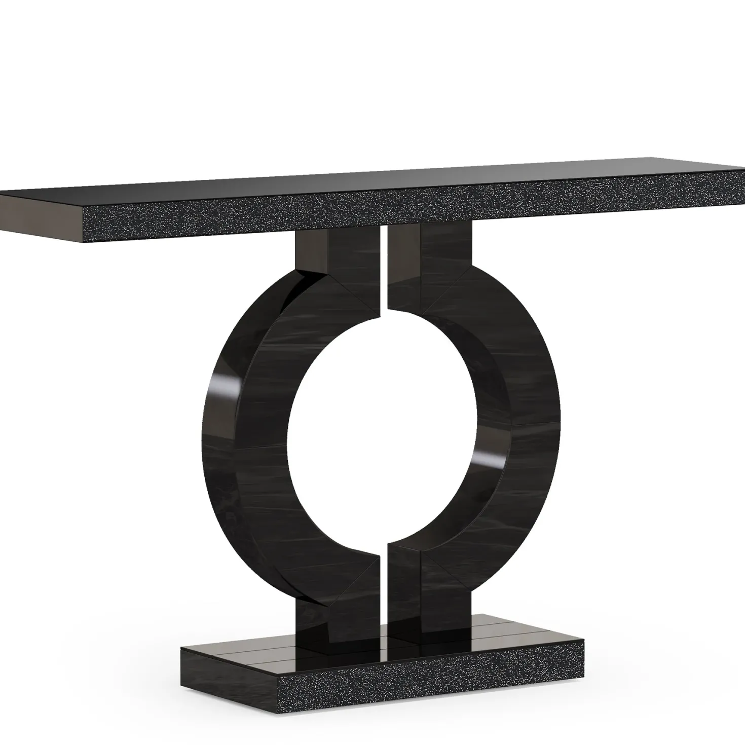 43" Mirrored Console Table, Modern Silver Sofa Table with O-Shaped Base