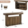 63" Modern Bar Table, 4-Tier Counter Height Pub Table with Storage Shelves