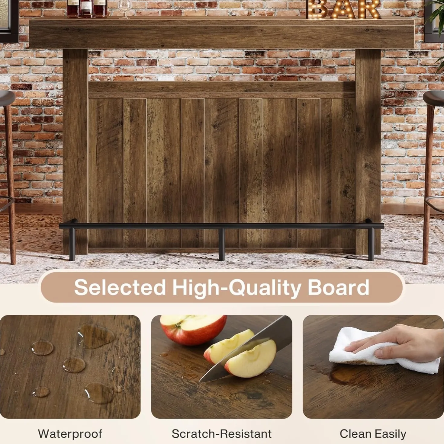 63" Modern Bar Table, 4-Tier Counter Height Pub Table with Storage Shelves