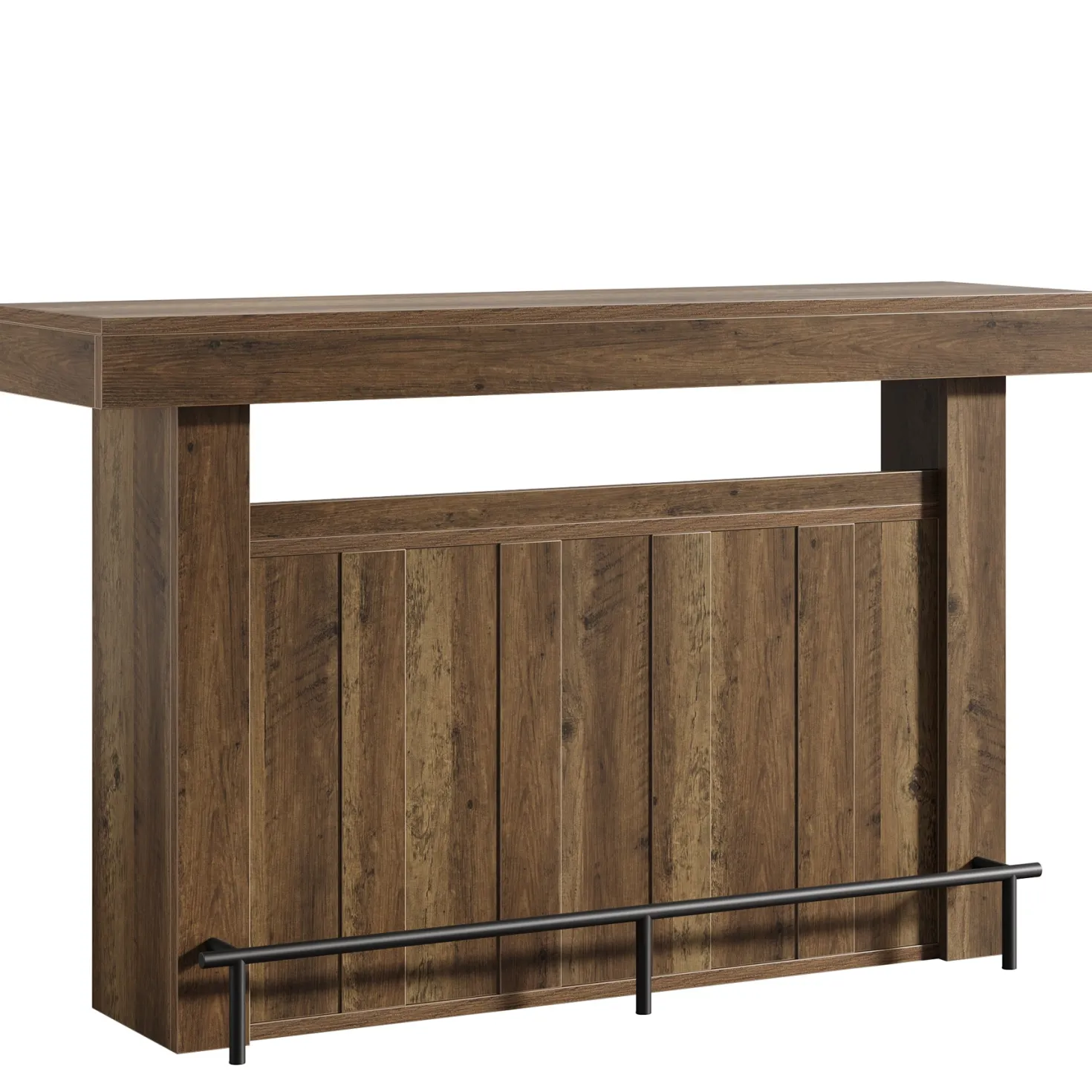 63" Modern Bar Table, 4-Tier Counter Height Pub Table with Storage Shelves
