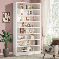 71" Modern Bookcase, Freestanding 9 Tier Bookshelf Display Organizer Etagere
