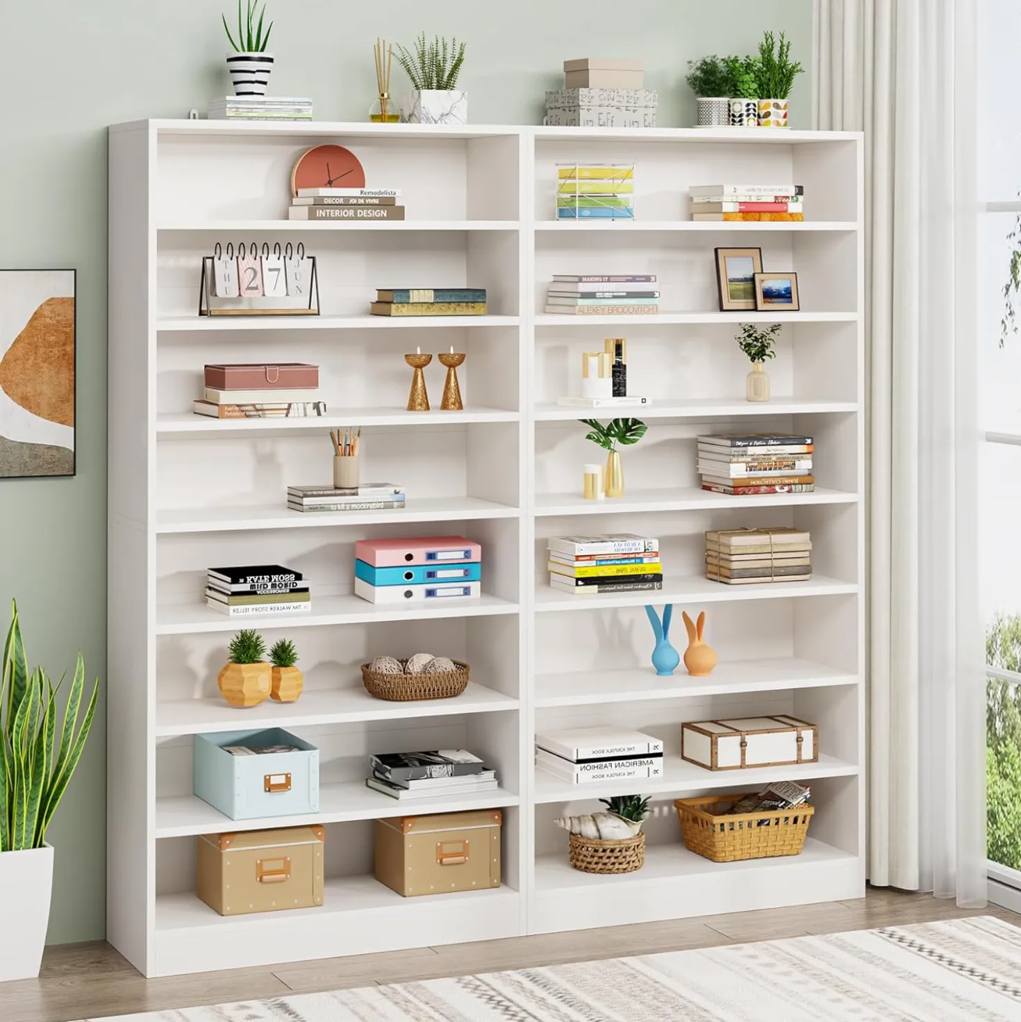 71" Modern Bookcase, Freestanding 9 Tier Bookshelf Display Organizer Etagere