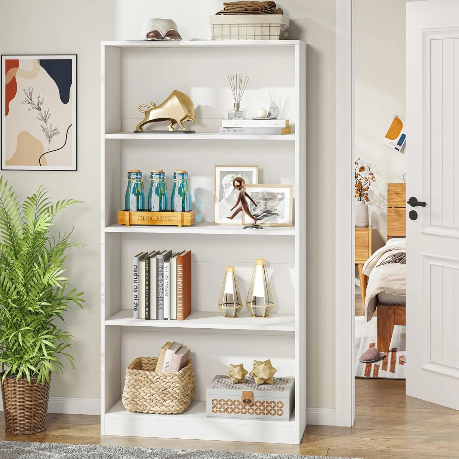 71" Modern Bookcase, Freestanding 9 Tier Bookshelf Display Organizer Etagere