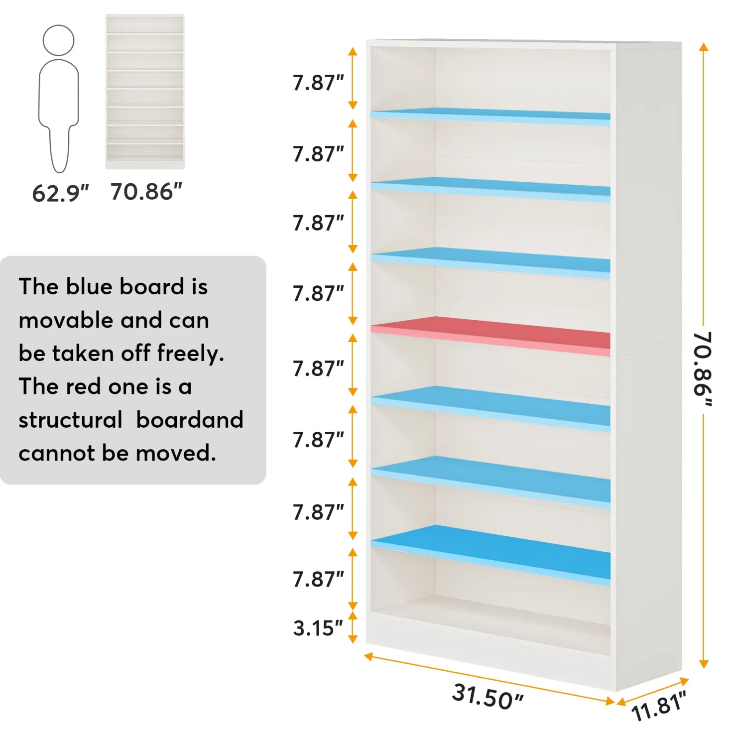 71" Modern Bookcase, Freestanding 9 Tier Bookshelf Display Organizer Etagere