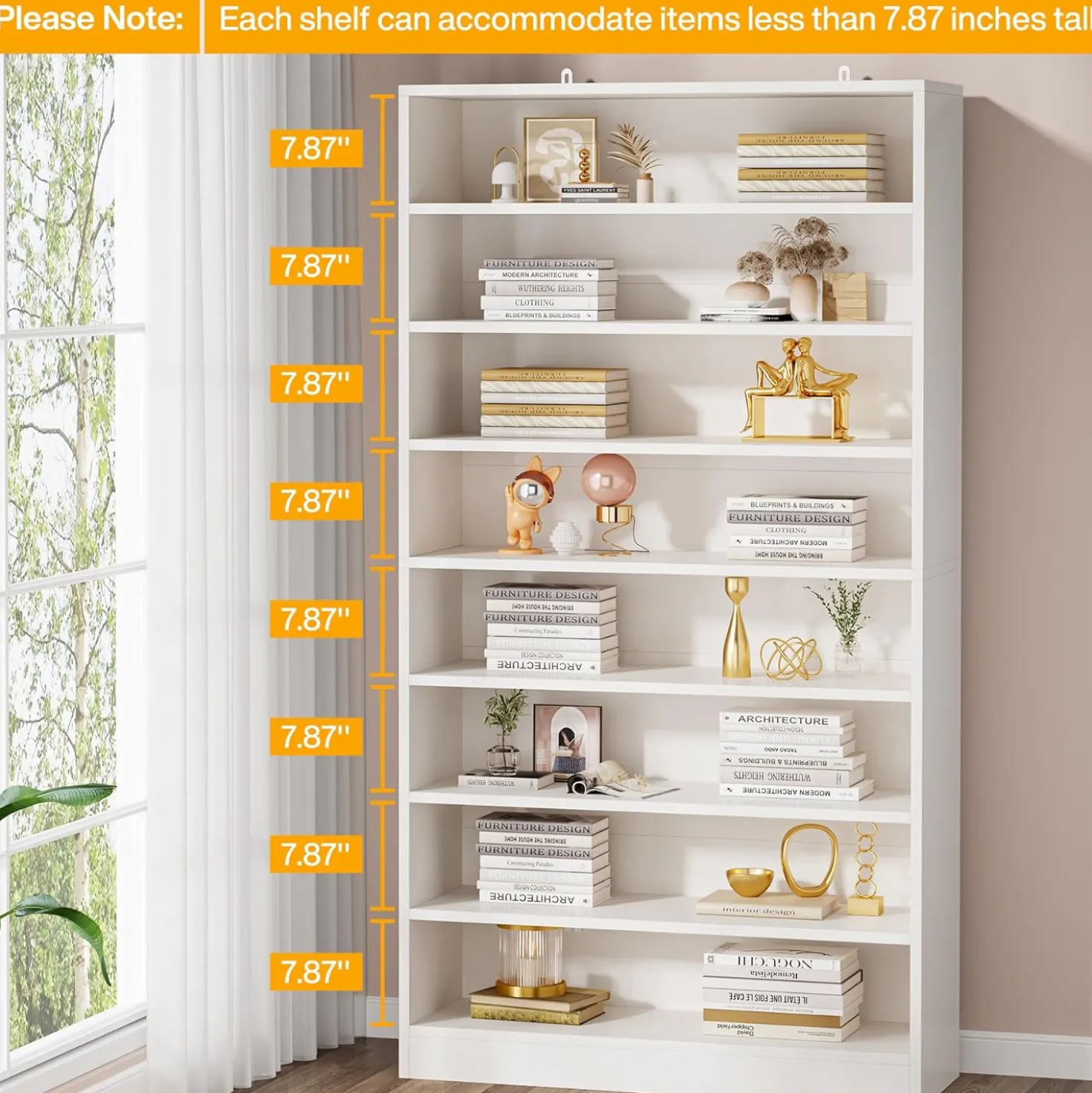 71" Modern Bookcase, Freestanding 9 Tier Bookshelf Display Organizer Etagere