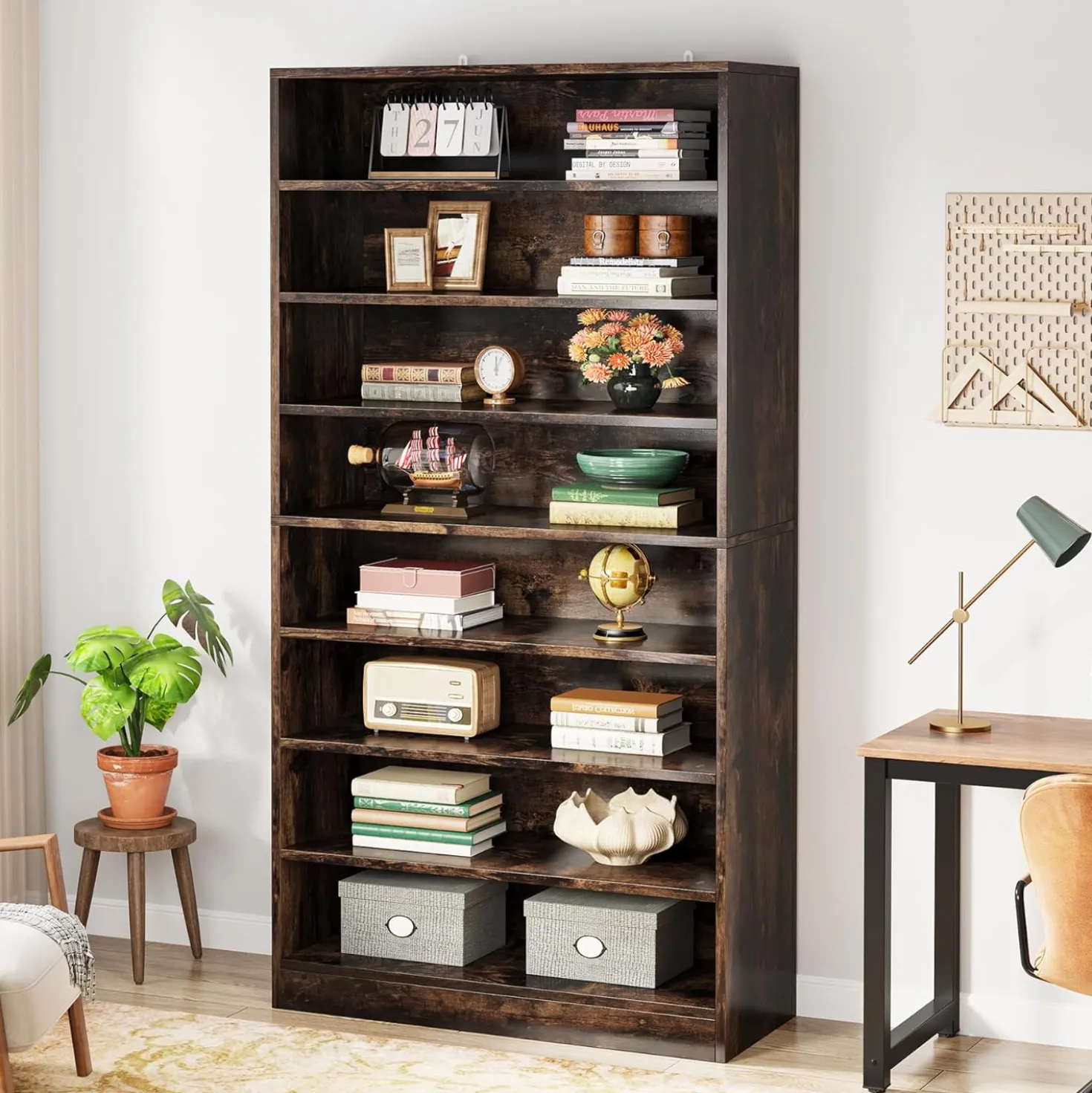 71" Modern Bookcase, Freestanding 9 Tier Bookshelf Display Organizer Etagere