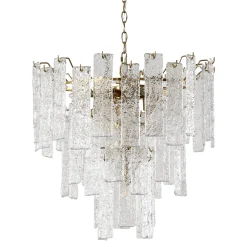 23.6” Modern Chandelier, 10-Light Water Ripple Glass Pendant Ceiling Light