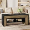 47" Modern Coffee Table, Rectangular Center Table with 2-Tier Storage