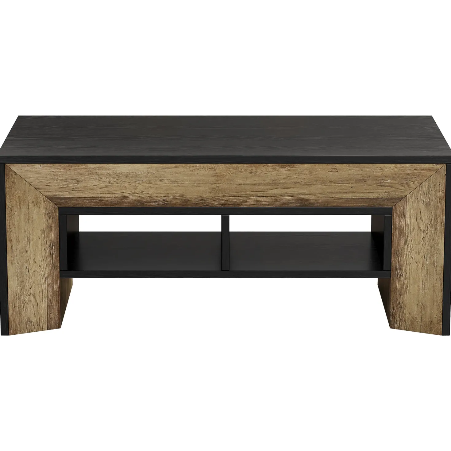 47" Modern Coffee Table, Rectangular Center Table with 2-Tier Storage