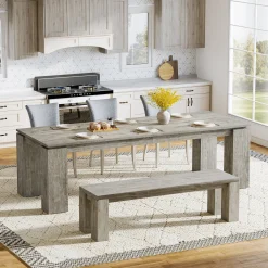 86" Modern Dining Table, Extra Long Kitchen Table for 6-8