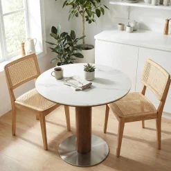 31.5" Modern Dining Table, Round Kitchen Table with Sintered Stone Top