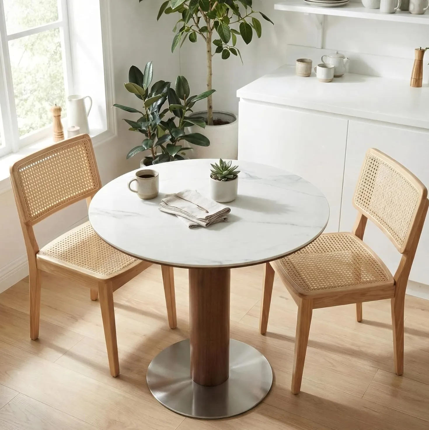 31.5" Modern Dining Table, Round Kitchen Table with Sintered Stone Top