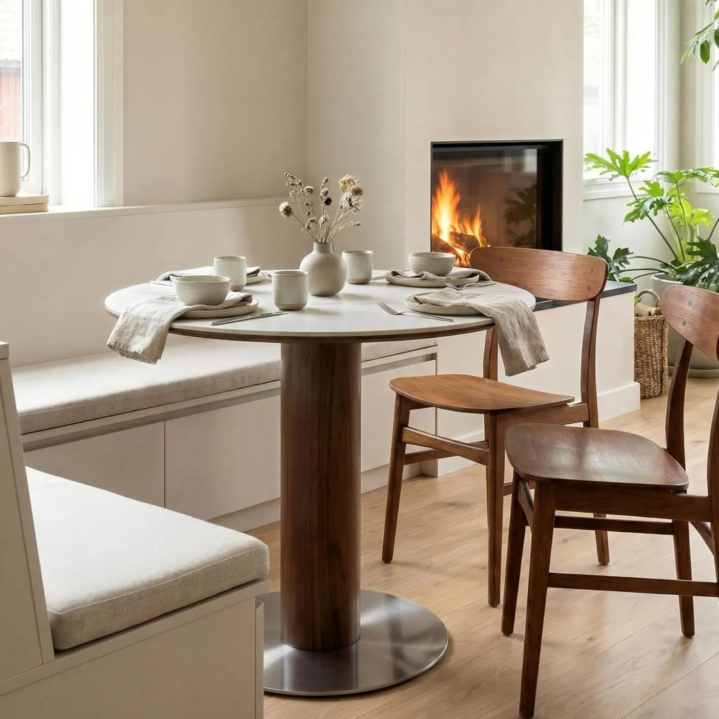 31.5" Modern Dining Table, Round Kitchen Table with Sintered Stone Top