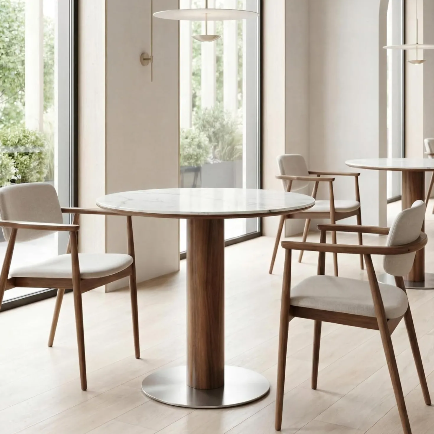 31.5" Modern Dining Table, Round Kitchen Table with Sintered Stone Top