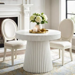 31.5" Modern Dining Table, Small Round Kitchen Table with Fluted Pedestal Base