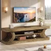 63" Modern TV Stand, C-Shaped 3-Tier Entertainment Center for 55/65/70 Inch TVs