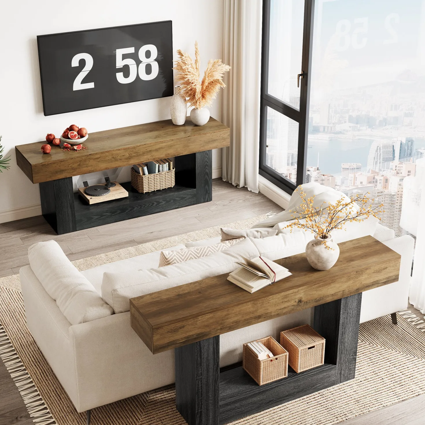 63" Modern TV Stand for TVs Up to 70 " Entertainment Center with U-Shaped Pedestal