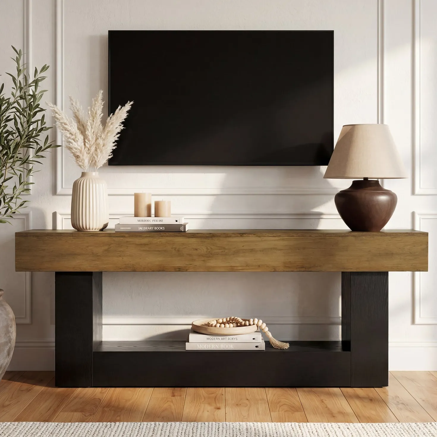 63" Modern TV Stand for TVs Up to 70 " Entertainment Center with U-Shaped Pedestal