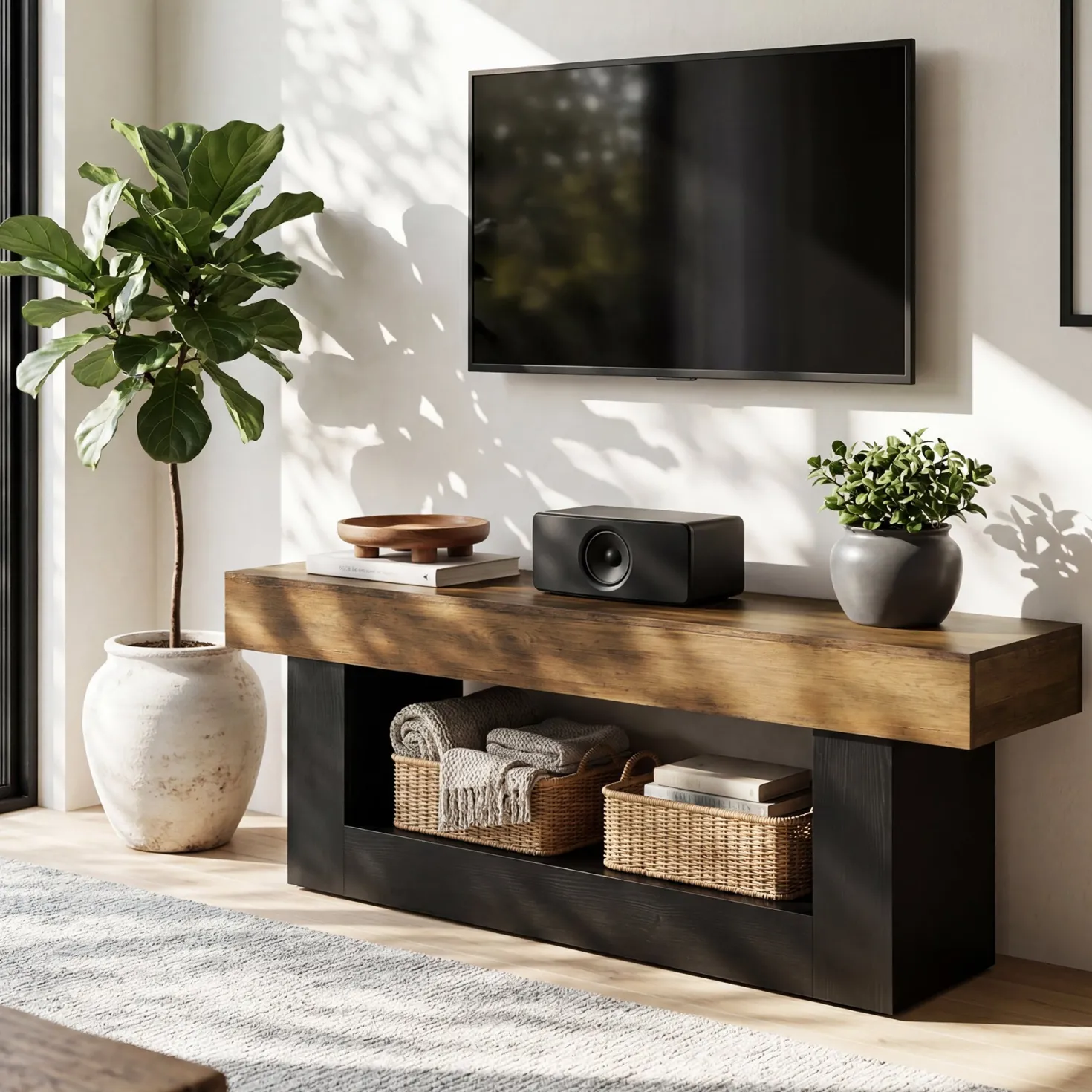 63" Modern TV Stand for TVs Up to 70 " Entertainment Center with U-Shaped Pedestal