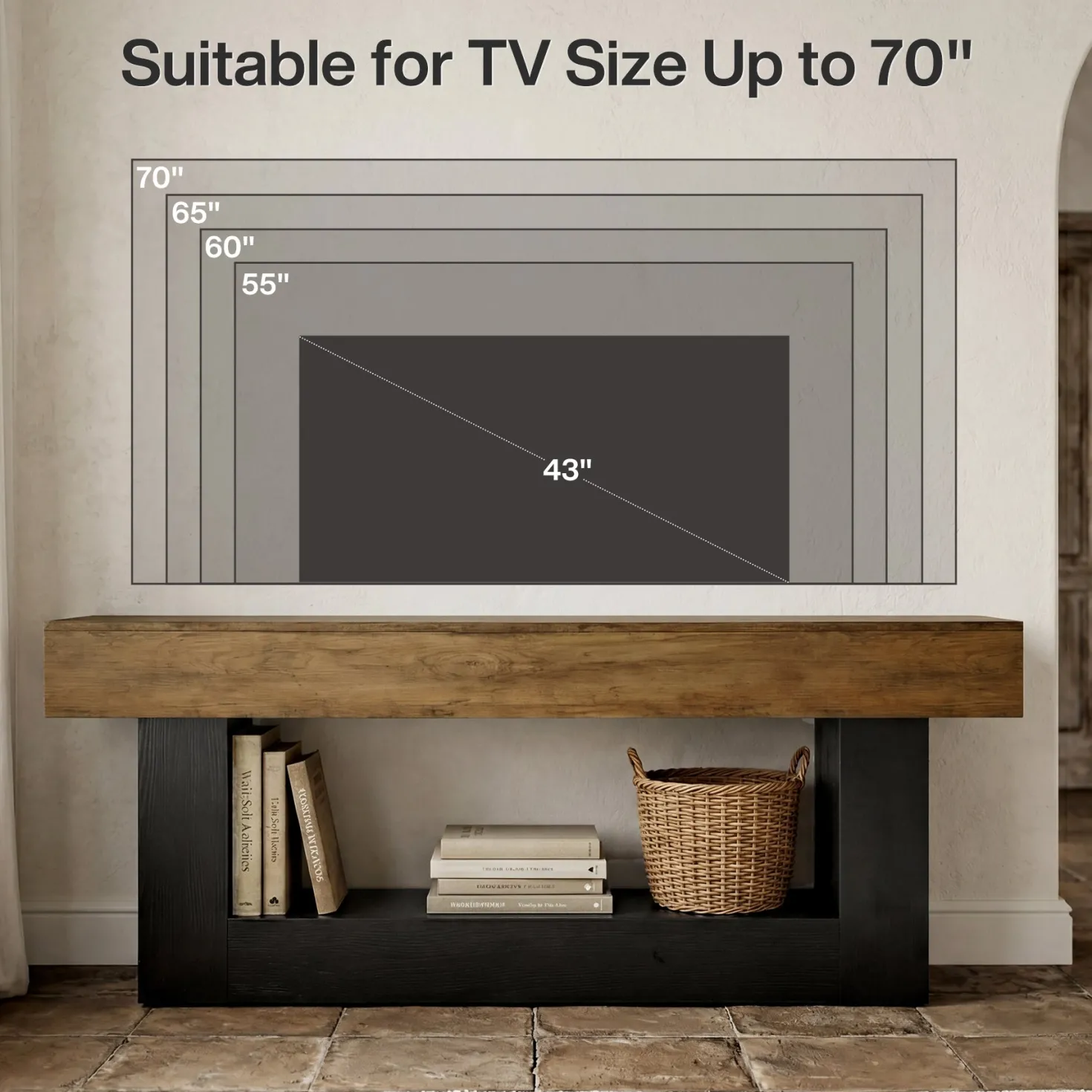 63" Modern TV Stand for TVs Up to 70 " Entertainment Center with U-Shaped Pedestal