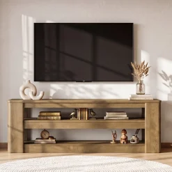 55" Modern TV Stand, 3-Tier Wooden Entertainment Center for TVs up to 60"