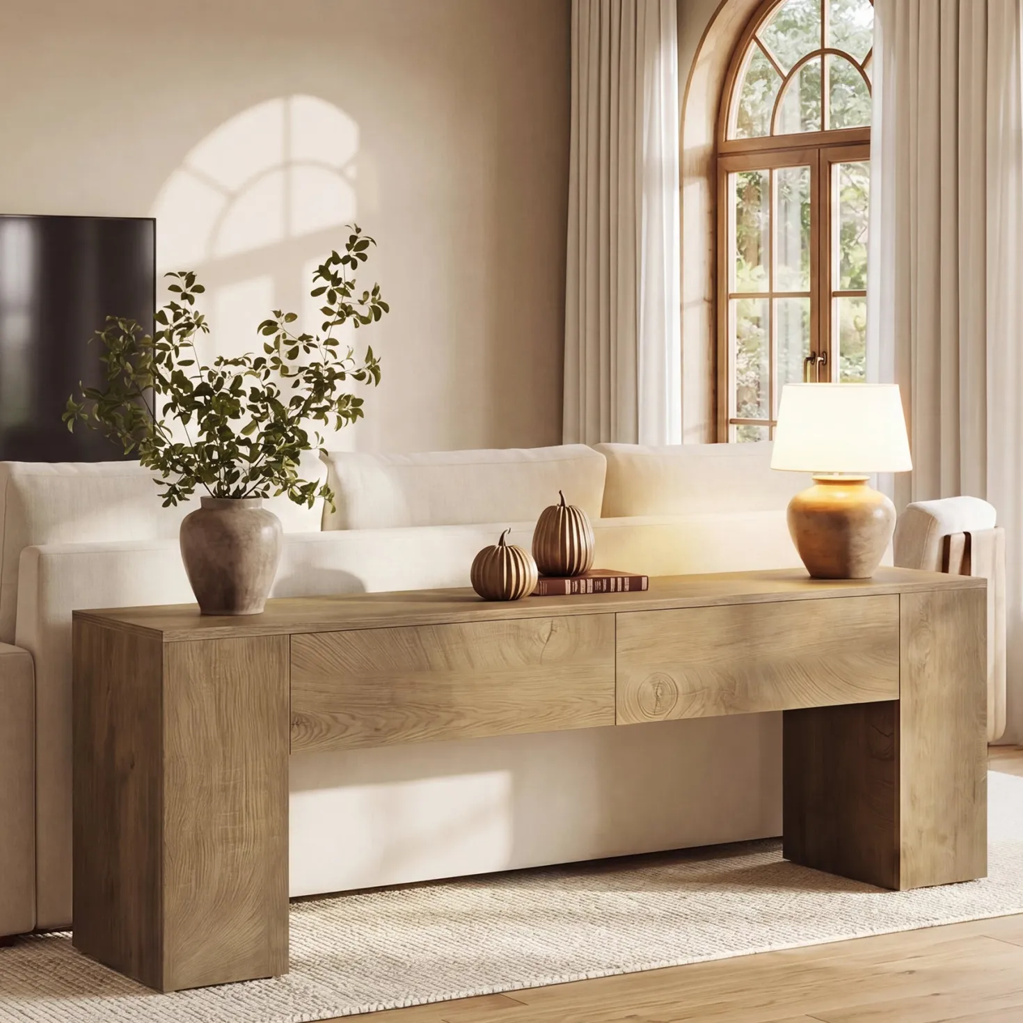 63" Modern TV Stand with Drawers, Entertainment Center for TVs up to 70 Inch