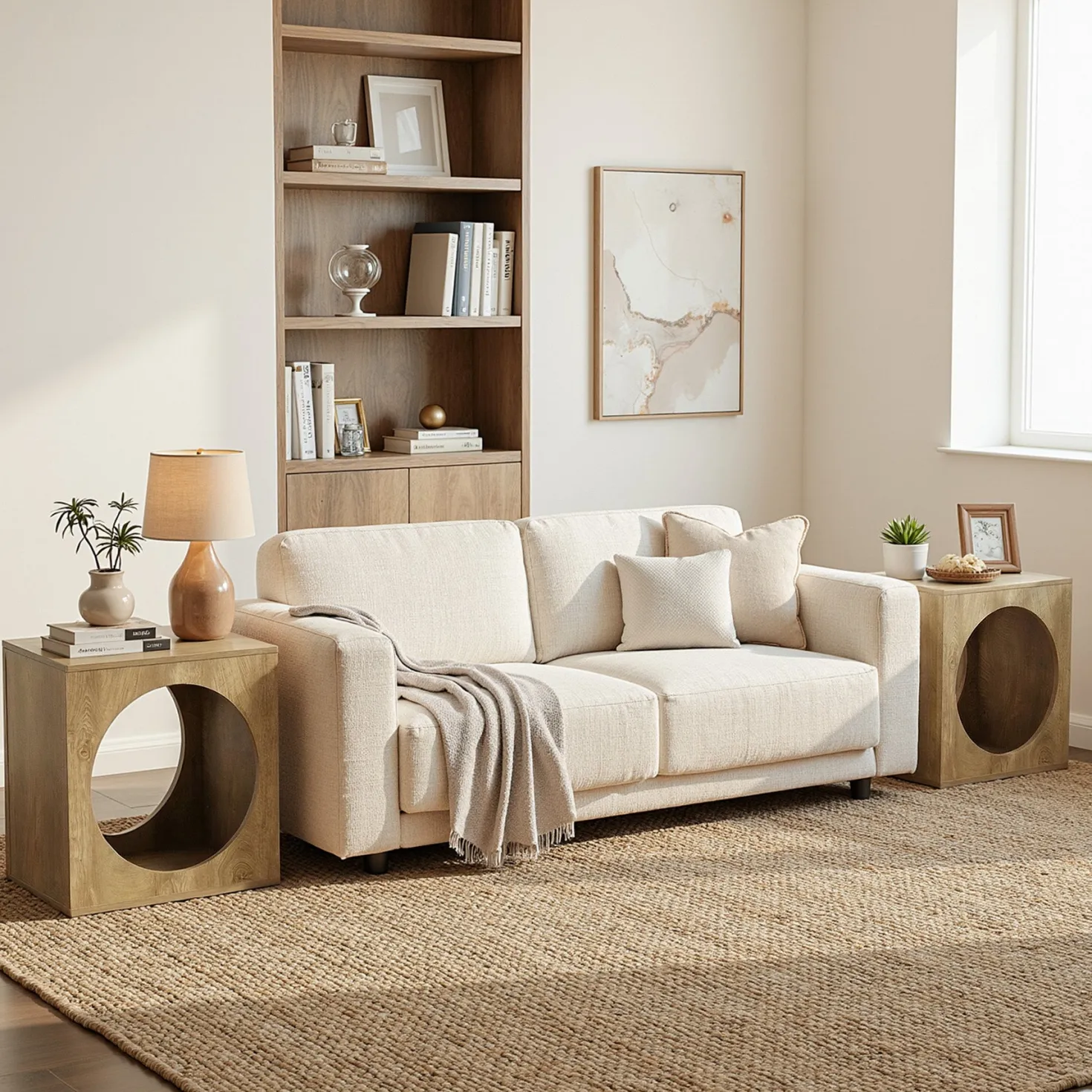 23.62" Modern Wooden End Table, 2-Tier Rectangular Side Table