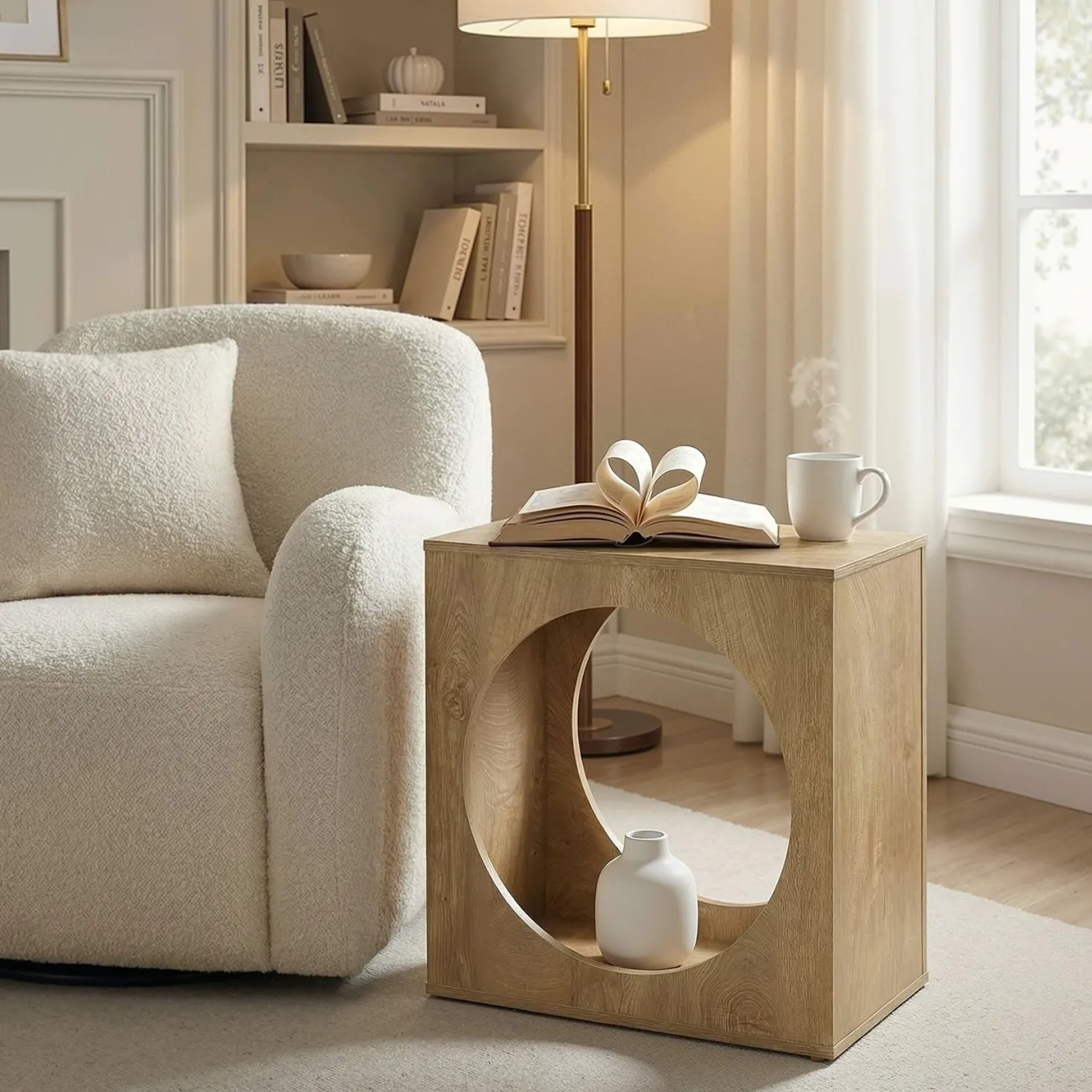 23.62" Modern Wooden End Table, 2-Tier Rectangular Side Table