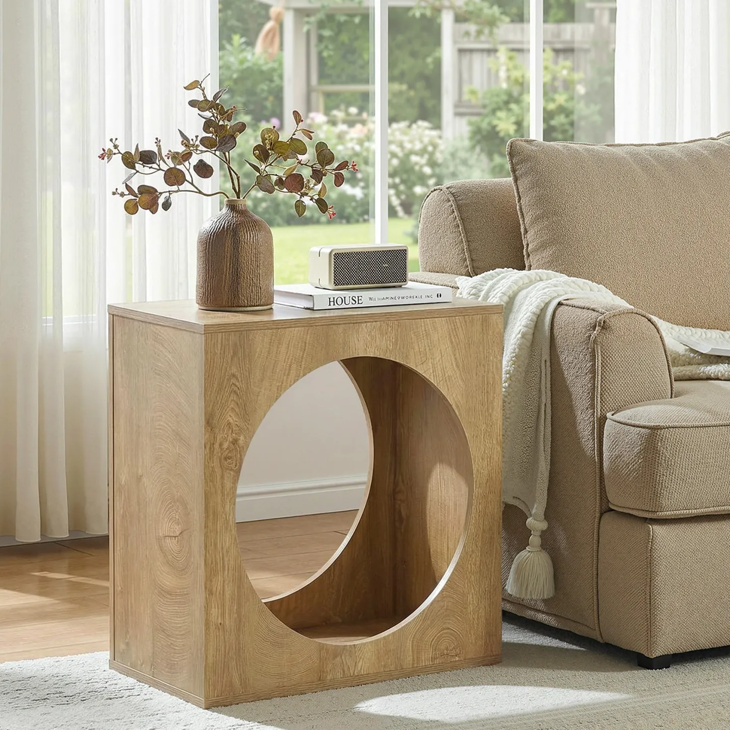 23.62" Modern Wooden End Table, 2-Tier Rectangular Side Table