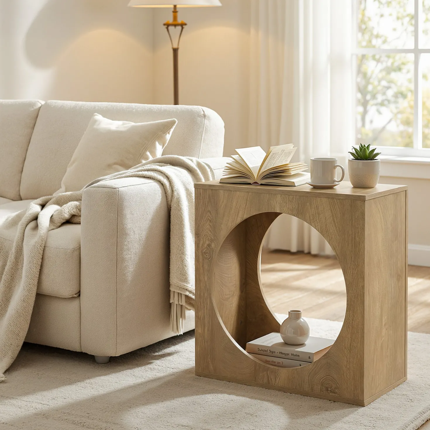 23.62" Modern Wooden End Table, 2-Tier Rectangular Side Table