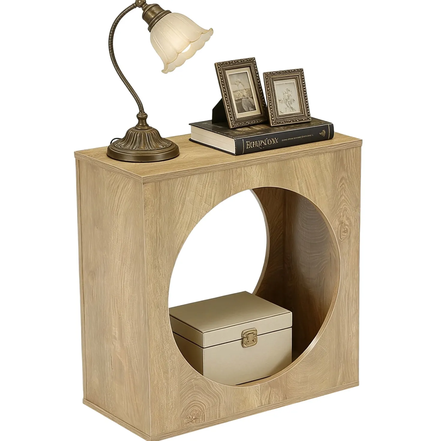 23.62" Modern Wooden End Table, 2-Tier Rectangular Side Table