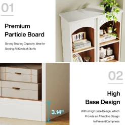 70.9" Narrow Bookcase, 5-Tier Cube Bookshelf Display Rack with Storage
